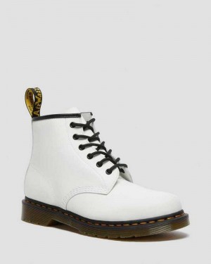 Dr Martens 101 Yellow Stitch Smooth Lær Ankle Boots Støvletter Herre Hvite | HQVTM4596