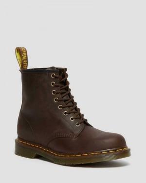 Dr Martens 1460 Crazy Horse Lær Blonder Up Boots Støvletter Dame Brune | JZSXV9763