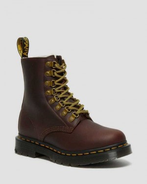 Dr Martens 1460 Pascal DM's Wintergrip Lær Blonder Up Boots Vinterstøvler Dame Brune | KSGZX4236