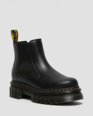 Dr Martens Audrick Nappa Lær Platform Chelsea Boots Chelsea Støvler Dame Svarte | KYCAF6321