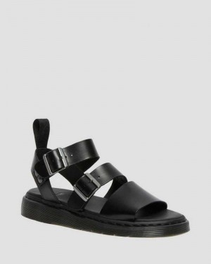 Dr Martens Gryphon Brando Lær Gladiator Sandals Gladiatorsandaler Dame Svarte | GESQV5734