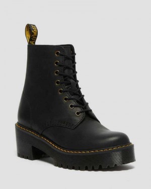 Dr Martens Shriver Hi Wyoming Lær Hælene Boots Støvler Med Hæl Dame Svarte | LGMZU0798